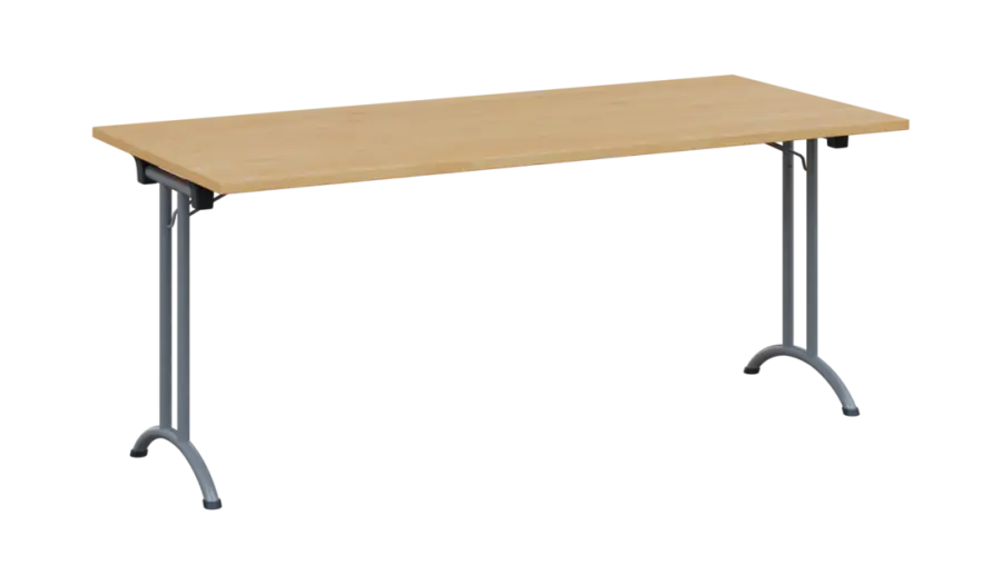 SLA 180 lak skládací jednací stůl 1800x800, deska 25 mm, podnož stříbrný lak, deska javor horský